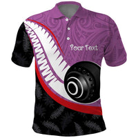 Personalised Aotearoa Lawn Bowls Polo Shirt Maori and Silver Fern Sporty Style Pink Color LT03 Pink - Polynesian Pride