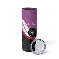 Personalised Aotearoa Lawn Bowls Skinny Tumbler Maori and Silver Fern Sporty Style Pink Color LT03 - Polynesian Pride