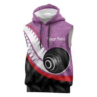 Personalised Aotearoa Lawn Bowls Sleeveless Hoodie Maori and Silver Fern Sporty Style Pink Color LT03 Pink - Polynesian Pride