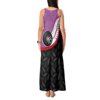 Personalised Aotearoa Lawn Bowls Tank Maxi Dress Maori and Silver Fern Sporty Style Pink Color LT03 - Polynesian Pride