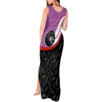 Personalised Aotearoa Lawn Bowls Tank Maxi Dress Maori and Silver Fern Sporty Style Pink Color LT03 - Polynesian Pride