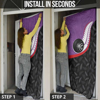 Aotearoa Lawn Bowls Door Cover Maori and Silver Fern Sporty Style Purple Color LT03 - Polynesian Pride