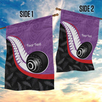 Personalised Aotearoa Lawn Bowls Garden Flag Maori and Silver Fern Sporty Style Purple Color LT03 - Polynesian Pride