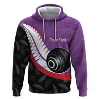 Personalised Aotearoa Lawn Bowls Hoodie Maori and Silver Fern Sporty Style Purple Color LT03 Pullover Hoodie Purple - Polynesian Pride