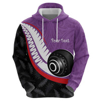 Personalised Aotearoa Lawn Bowls Hoodie Maori and Silver Fern Sporty Style Purple Color LT03 - Polynesian Pride