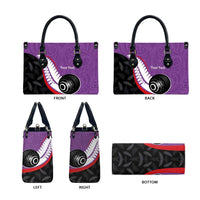Personalised Aotearoa Lawn Bowls Leather Bag Maori and Silver Fern Sporty Style Purple Color LT03 - Polynesian Pride