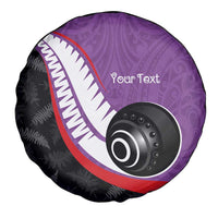 Personalised Aotearoa Lawn Bowls Spare Tire Cover Maori and Silver Fern Sporty Style Purple Color LT03 - Polynesian Pride