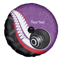 Personalised Aotearoa Lawn Bowls Spare Tire Cover Maori and Silver Fern Sporty Style Purple Color LT03 - Polynesian Pride