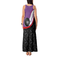 Personalised Aotearoa Lawn Bowls Tank Maxi Dress Maori and Silver Fern Sporty Style Purple Color LT03 - Polynesian Pride