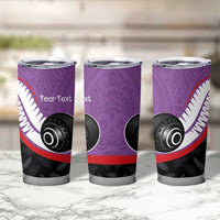 Personalised Aotearoa Lawn Bowls Tumbler Cup Maori and Silver Fern Sporty Style Purple Color LT03 - Polynesian Pride