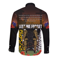 New Zealand and Australia ANZAC Day Long Sleeve Button Shirt Soldier and Last Post Camouflage Pattern LT03 - Polynesian Pride