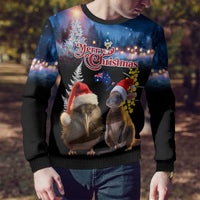 New Zealand and Australia Merry Christmas Ugly Christmas Sweater Kiwi Bird and Kangaroo Xmas Vibe LT03 - Polynesian Pride