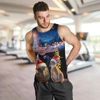 New Zealand and Australia Merry Christmas Men Tank Top Kiwi Bird and Kangaroo Xmas Vibe LT03 Black - Polynesian Pride