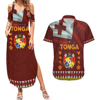 Tonga Independence Day Couples Matching Summer Maxi Dress and Hawaiian Shirt National Flag and Emblem with Ngatu Art Pattern