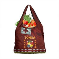 Tonga Independence Day Grocery Bag National Flag and Emblem with Ngatu Art Pattern