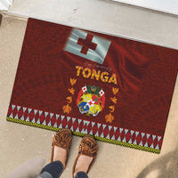 Tonga Independence Day Rubber Doormat National Flag and Emblem with Ngatu Art Pattern