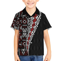 Tonga Ngatu Art Tattoo Polynesian Family Matching Long Sleeve Bodycon Dress and Hawaiian Shirt LT03 Son's Shirt Black - Polynesian Pride