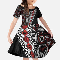 Tonga Ngatu Art Tattoo Polynesian Family Matching Off The Shoulder Long Sleeve Dress and Hawaiian Shirt