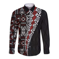 Tonga Ngatu Art Tattoo Polynesian Long Sleeve Button Shirt