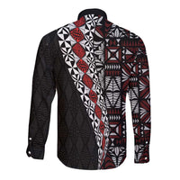 Tonga Ngatu Art Tattoo Polynesian Long Sleeve Button Shirt