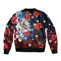 Hawaiian and Japanese Together Bomber Jacket Hibiscus and Koi Fish Polynesian Pattern Colorful Style LT03 - Polynesian Pride