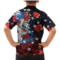 Hawaiian and Japanese Together Family Matching Mermaid Dress and Hawaiian Shirt Hibiscus and Koi Fish Polynesian Pattern Colorful Style LT03 - Polynesian Pride