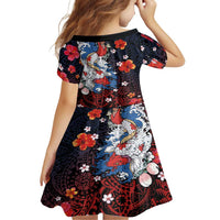 Hawaiian and Japanese Together Family Matching Off Shoulder Maxi Dress and Hawaiian Shirt Hibiscus and Koi Fish Polynesian Pattern Colorful Style LT03 - Polynesian Pride
