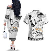 Fijian Traditional Culture Couples Matching Off The Shoulder Long Sleeve Dress and Hawaiian Shirt Tapa Tribal Tattoos LT03 - Polynesian Pride