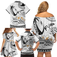 Fijian Traditional Culture Family Matching Off Shoulder Short Dress and Hawaiian Shirt Tapa Tribal Tattoos LT03 - Polynesian Pride