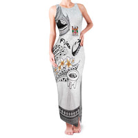 Fijian Traditional Culture Family Matching Tank Maxi Dress and Hawaiian Shirt Tapa Tribal Tattoos LT03 Mom's Dress White - Polynesian Pride