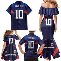 Custom Rugby Samoa Family Matching Mermaid Dress and Hawaiian Shirt Siva Tau Spirit Sporty Vibes LT03 - Polynesian Pride