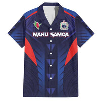 Custom Rugby Samoa Family Matching Tank Maxi Dress and Hawaiian Shirt Siva Tau Spirit Sporty Vibes LT03 Dad's Shirt - Short Sleeve Navy - Polynesian Pride