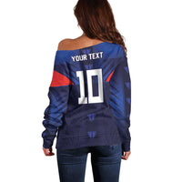 Custom Rugby Samoa Off Shoulder Sweater Siva Tau Spirit Sporty Vibes LT03 - Polynesian Pride