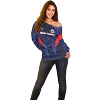 Custom Rugby Samoa Off Shoulder Sweater Siva Tau Spirit Sporty Vibes LT03 - Polynesian Pride