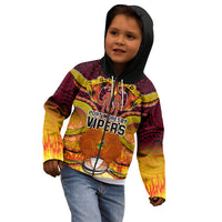 Custom PNG Port Moresby Vipers Rugby Kid Hoodie Fire Vipers Mix PNG Bird Polynesian Tattoo LT03 - Polynesian Pride