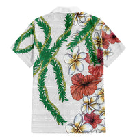 Hawaiian Tropical Flowers and Maile Pikake Family Matching Mermaid Dress and Hawaiian Shirt Polynesian Tribal Pattern White Color LT03 - Polynesian Pride