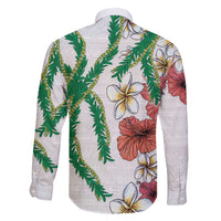Hawaiian Tropical Flowers and Maile Pikake Family Matching Mermaid Dress and Hawaiian Shirt Polynesian Tribal Pattern White Color LT03 - Polynesian Pride