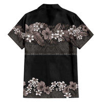 Hawaiian Tropical Flowers and Tribal Polynesian Tattoo Family Matching Short Sleeve Bodycon Dress and Hawaiian Shirt Grayscale Mode LT03 - Polynesian Pride