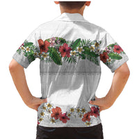 Hawaiian Tropical Flowers and Tribal Polynesian Tattoo Family Matching Mermaid Dress and Hawaiian Shirt White Color LT03 - Polynesian Pride