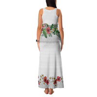 Hawaiian Tropical Flowers and Tribal Polynesian Tattoo Family Matching Tank Maxi Dress and Hawaiian Shirt White Color LT03 - Polynesian Pride