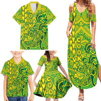 Cook Islands Va'a Polynesian Art Tattoo Family Matching Summer Maxi Dress and Hawaiian Shirt National Color LT03 - Polynesian Pride