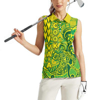 Cook Islands Vaa Polynesian Art Tattoo Women Sleeveless Polo Shirt National Color