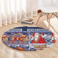 Yule Goat Joulupukki Finnish Christmas Round Carpet Scandinavian Pattern LT03 - Polynesian Pride