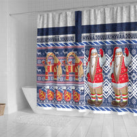 Yule Goat Joulupukki Finnish Christmas Shower Curtain Scandinavian Pattern LT03 - Polynesian Pride