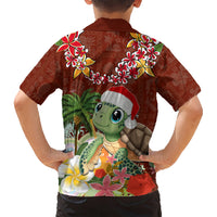 Hawaii Honu Mele Kalikimaka Kid Hawaiian Shirt Santa Tropical Flower Aloha Summer Red Version LT03 - Polynesian Pride