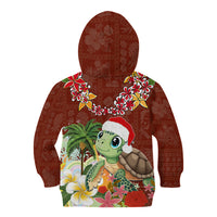 Hawaii Honu Mele Kalikimaka Kid Hoodie Santa Tropical Flower Aloha Summer Red Version LT03 - Polynesian Pride