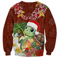 Hawaii Honu Mele Kalikimaka Sweatshirt Santa Tropical Flower Aloha Summer Red Version LT03 - Polynesian Pride
