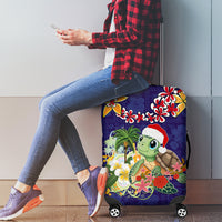 Hawaii Honu Mele Kalikimaka Luggage Cover Santa Tropical Flower Aloha Summer Blue Version LT03 - Polynesian Pride