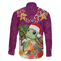 Hawaii Honu Mele Kalikimaka Family Matching Puletasi Dress and Hawaiian Shirt Santa Tropical Flower Aloha Summer Pink Version LT03 - Polynesian Pride