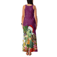 Hawaii Honu Mele Kalikimaka Family Matching Tank Maxi Dress and Hawaiian Shirt Santa Tropical Flower Aloha Summer Pink Version LT03 - Polynesian Pride
